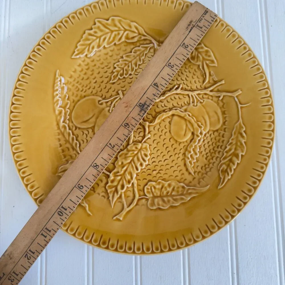 J.Wilfred Portugal Ceramic Dinner Plates, Mustard Yellow Botanical Set